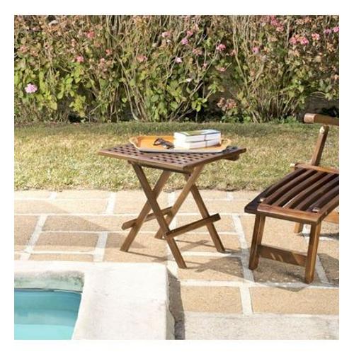 Macabane - Hanna - Table Pique Nique De Jardin Carrée 50x50cm Bois Teck Huilé  - Marron