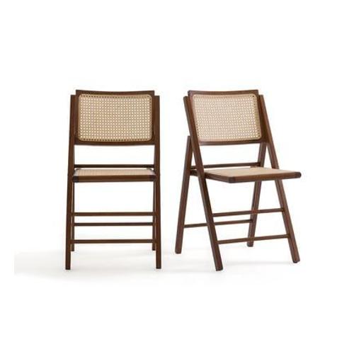 La Redoute Intã©Rieurs - Lot De 2 Chaises Pliantes Hãªtre Et Cannage, Rivia  - Beige