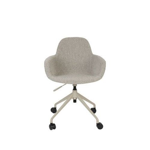 Chaise De Bureau À Roulettes En Tissu Effet Bouclette Taupe - Kuip