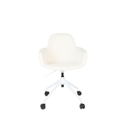 Chaise De Bureau À Roulettes En Tissu Effet Bouclette Blanc - Kuip