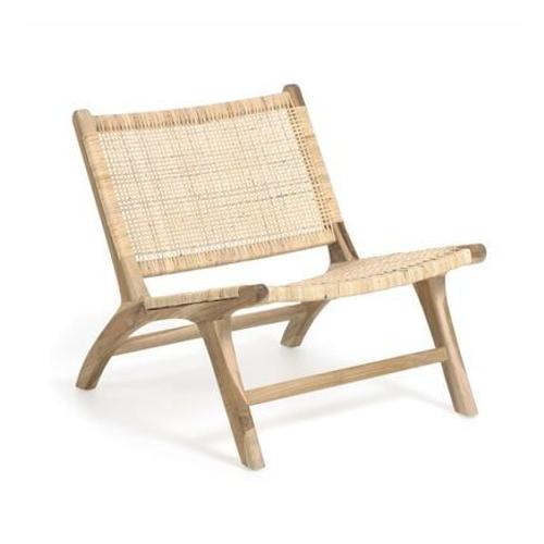 Fauteuil Lounge 65x75x68 Cm En Teck Et Rotin Naturel