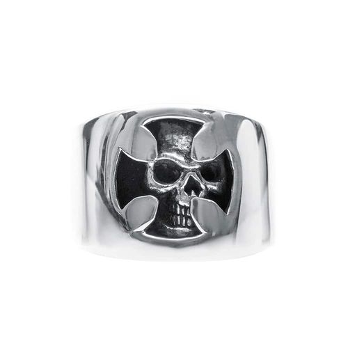 Bague Homme Tête De Mort Et Croix Argent