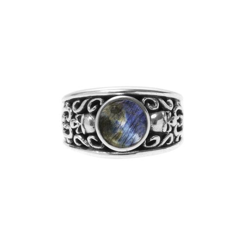 Bague Homme Argent Tête De Mort Pierre Labradorite Solo Skulls