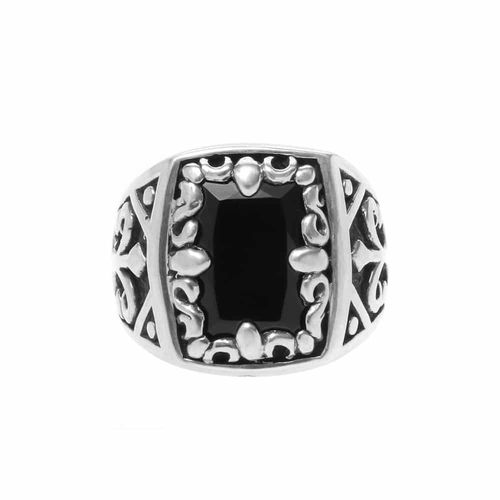 Chevalière Homme Argent L'esprit Du Roi Onyx Noir