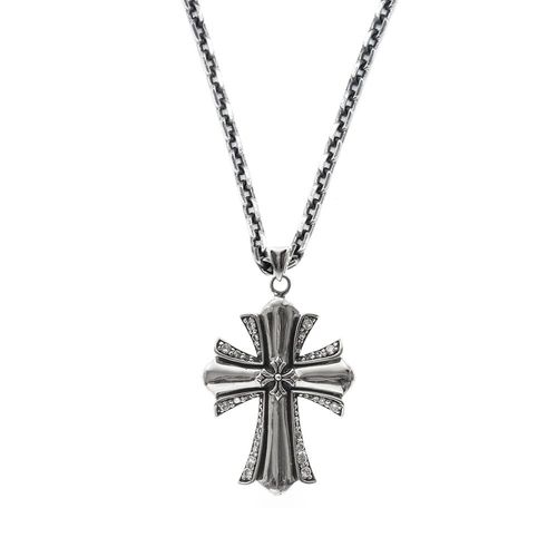 Collier Homme Argent Grande Croix Rock
