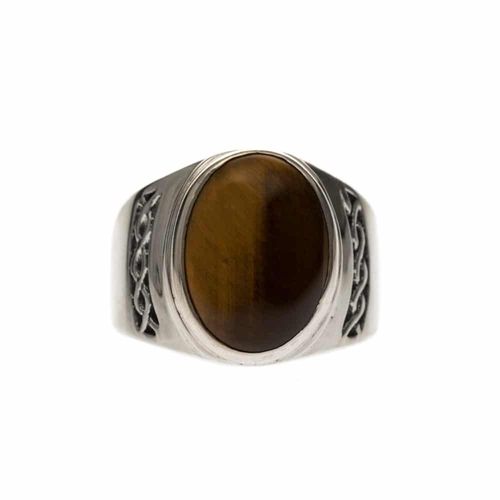 Bague Homme ?Il De Tigre Massive Argent