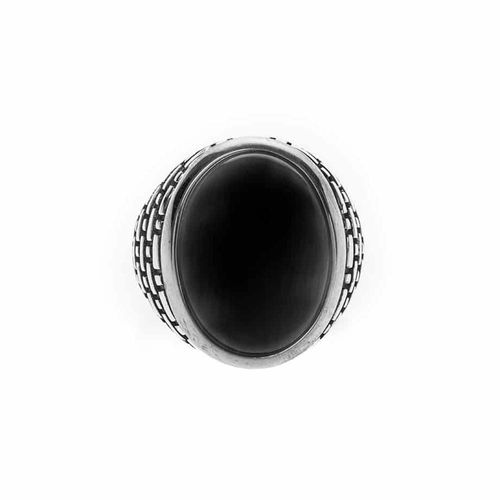 Bague Homme Argent Onyx ?Il Noir