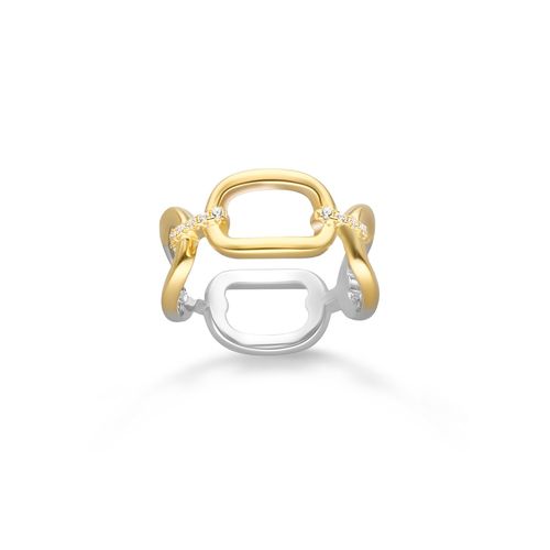 Bague Argent Doré Zirconium Blanc Olga Quatre Anneaux