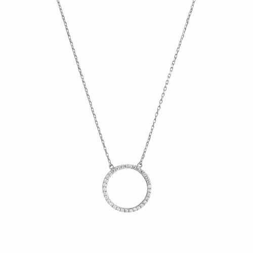 Collier Argent Rhodié Cercle De Vie Blanc