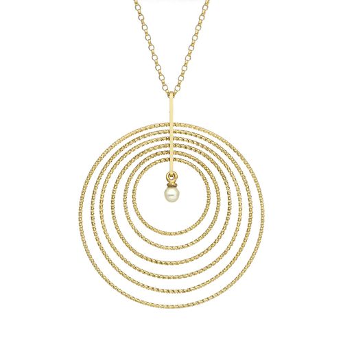 Collier En Argent Doré Multi Rond Avec Perle Naturelle