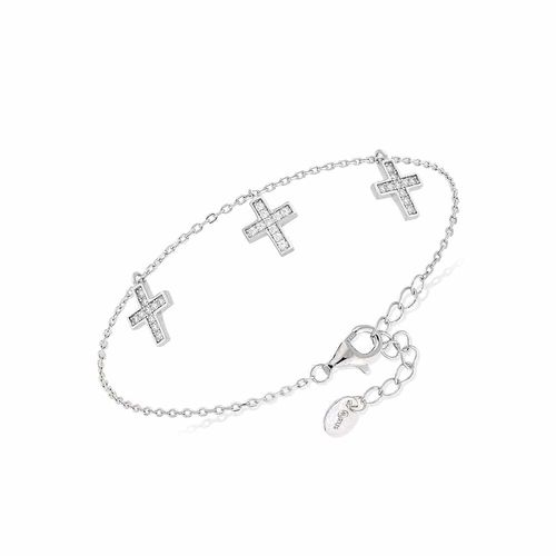 Bracelet Argent Rhodié Charm's Santa Sertie De Zirconium Blanc