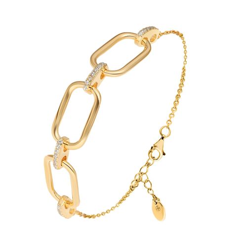 Bracelet Argent Doré Olga Sertie Zirconium Blanc