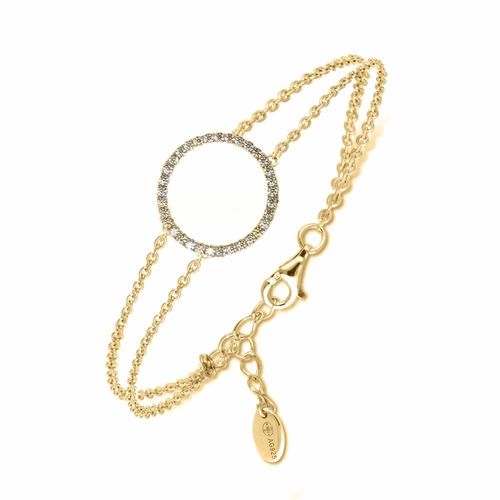Bracelet Argent Doré Cercle De Vie Serti