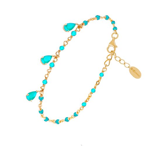 Bracelet En Argent Doré Gouttes Turquoise