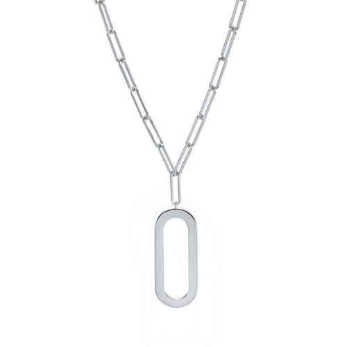 Collier Chaine Argent Rhodié Ovale Eva