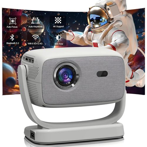 BAERTMY-Projecteur, Mini projecteur autofocus/Support 4K avec WiFi 5G et Bluetooth, projecteur de cinéma extérieur 600 ANSI natif 1080p, projecteur Home cinéma Compatible avec téléphone/clé TV/PC