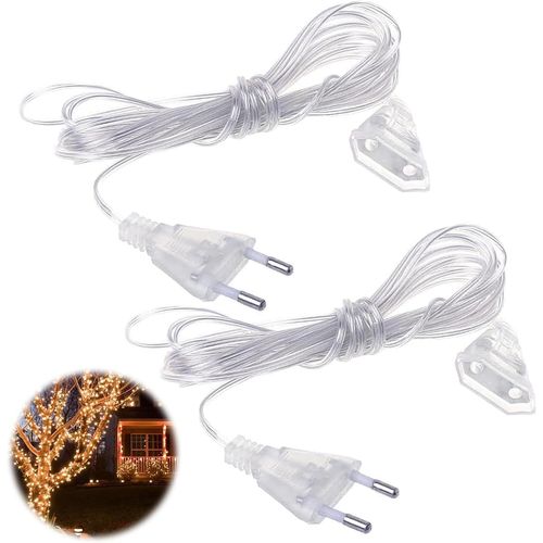 ERSHI-Câbles Rallonges Électriques Transparente, 2pcs 3m Rallonge de Prise Euro, Petite Rallonge Electrique, Câbles d'Extension Mi[101]