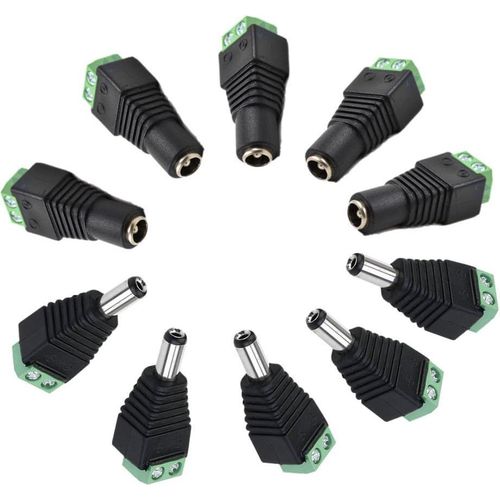 ERSHI-Eleidgs 5 paires 5,5 x 2,1 mm DC Power Supply Connecteur mâle et femelle DC Power Jack Adapter pour caméra CCTV LED Strip Li[238]