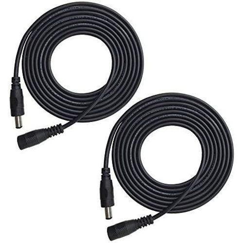 ERSHI-2 PCS 0-24V 5m DC Extension Cable 5,5 x 2,1mm Femelle vers Mâle Jack Plug DC Câble pour CCTV LED Strip(16,4ft)[240]