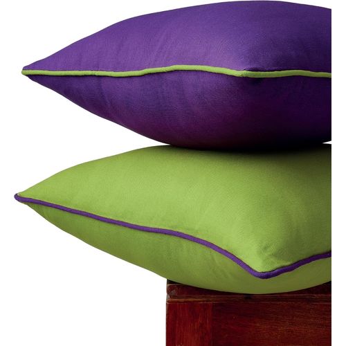 Ershi-Lot De 2 Housses De Coussin Bicolores \U2013 Vert Lime Avec Violet \U2013 50x50 Cm, Taies D'oreiller Modernes En Toile De Co[2199]