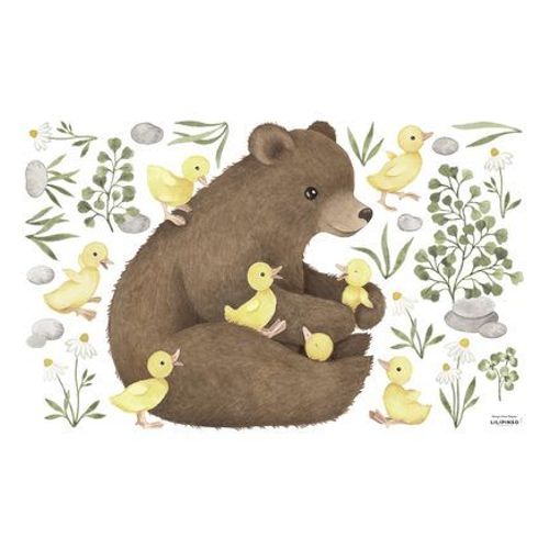 Stickers XL ours et canetons LUCKY DUCKY - Taille unique
