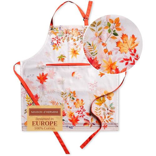 Ershi-Maison D' Hermine 100% Cotton Apron With Adjustable Neck And Hidden Middle Pocket | Thanksgiving/Christmas[1559]