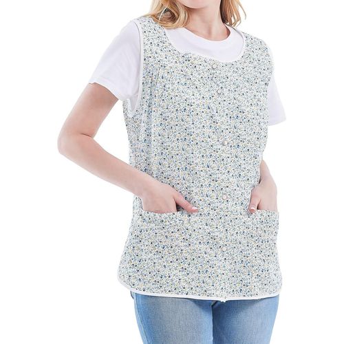 Ershi-Tablier De Cordonnier Pour Femmes Avec 2 Poches Plaquées, Joli Bavoir Imprimé, Blouse Avec Bouton-Pression Pour La Cuisine D[1590]