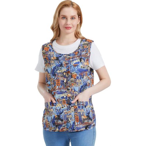 Ershi-Tablier De Cordonnier Pour Femmes Avec 2 Poches Plaquées, Joli Bavoir Imprimé, Blouse Avec Bouton-Pression Pour La Cuisine D[1591]