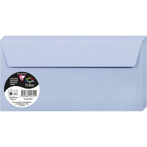 Ershi-55725c - Paquet De 20 Enveloppes Auto-Adhésives - Format Dl (11x22cm) - 120g/M² - Coloris Bleu Lavande - Invitation Evènemen[39]