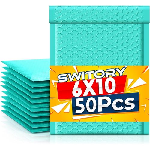 Ershi-50 Pcs A5 15,3 Cm X 22,9 Cm Poly Bubble Mailers Enveloppes Auto-Scellées Rembourrées Bulle Doublé Poly Mailer Teal Pour Emba[650]