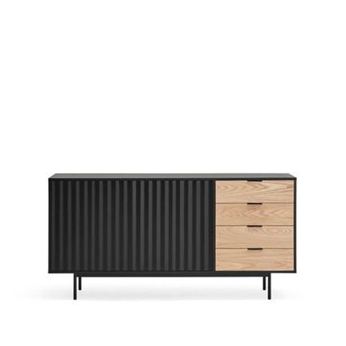 Teulat - Sierra - Buffet En Bois 2 Portes 4 Tiroirs L159,2cm - Noir