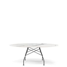 Kartell - Table Glossy - Marbre Blanc - Noir - Oval  - Blanc