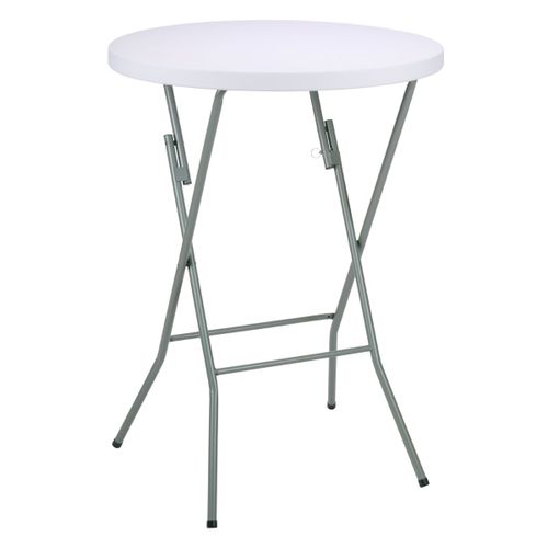 Table Haute Mange Debout Ø80x110 Cm - Table De Bar Pliante Ronde Blanche - Table Haute Pliante Extérieur Avec Verrouillage - Pieds Antidérapants - Acier