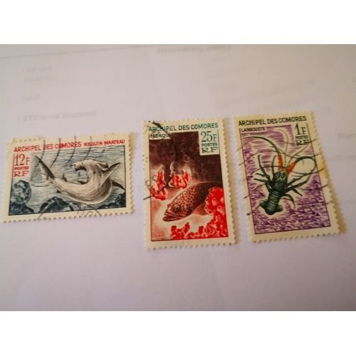 3 Timbres Anciens Colonies Françaises Archipel Des Comores