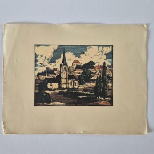 Gravure Sur Bois Dessinée Par Ferdinand Dubreuil.1950, La Roche-Clermault, D'Indre Et Loire