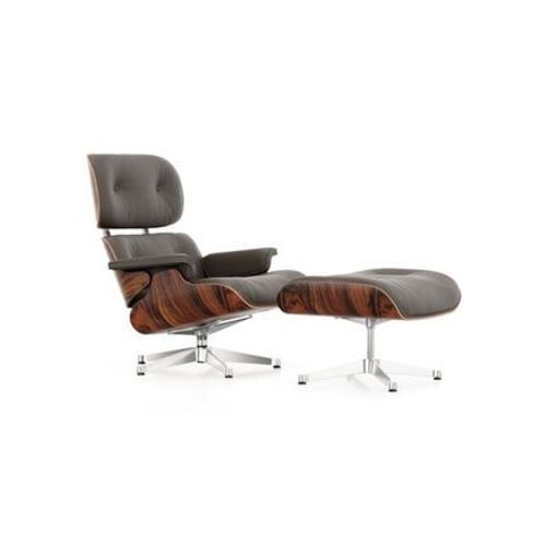 Vitra - Lounge Chair & Ottoman - Poli - Cuir Premium F Marron - Santos Palisander - Dimensions Nouvelles - 89 Cm - Marron