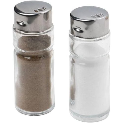 Kyaoayo-Fm Professional 46651 Lot De 12 Salières Ou Poivrières En Verre, Salière De Table, Poivrier, Poivrière, Salière Et Poivrier, Acier Inoxydable, Verre, 8 Cm