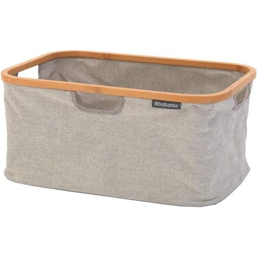 KYAOAYO-Panier À Linge Pliable - Bord En Bambou - Multi-Fonctionnelle Stockage - Se Plie À Plat - Revêtement Résistant À L'Eau - Transport Facile - Gros Volume - Gris - 40 L