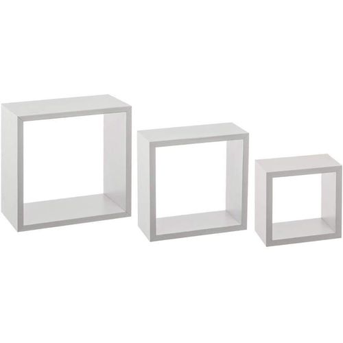 Kyaoayo-Lot De 3 Étagères Murales Blanc (L.15xp.9xh.15cm L.20xp.9xh.20cm L.25xp.9xh.25cm)