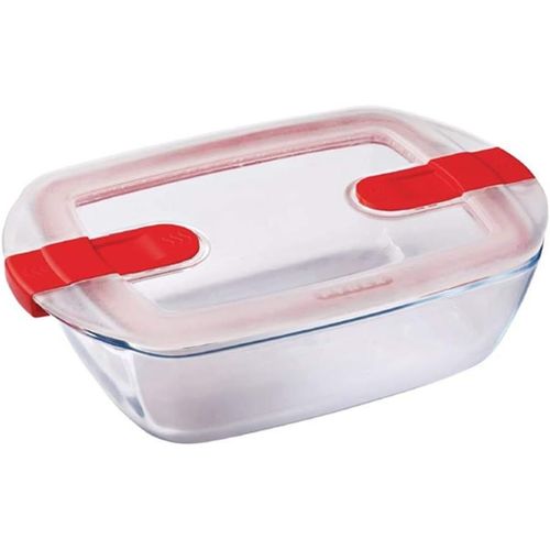 Kyaoayo-Cook & Heat - Plat Rectangulaire En Verre Avec Couvercle Hermétique Spécial Micro-Ondes ¿ Boîte De Conservation ¿ Cuisinez Au Four, Conservez Et Réchauffez, 23 X 15 X 7cm