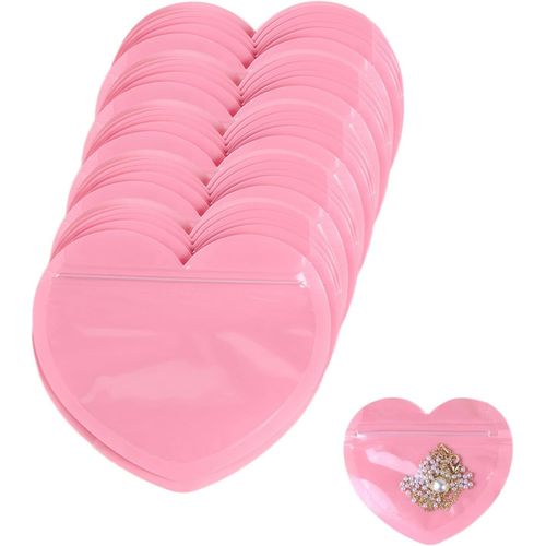 Kyaoayo-100 Pièces Pochons Bijoux,Pochette Bijoux Voyage Refermable En Forme De C?Ur,Pochons Bijoux Transparent Anti-Ternissement Rangement De Bijoux Pour Bagues,Boucles D'oreilles,Bracelets,Colliers