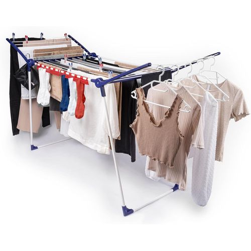 KYAOAYO-Séchoir À Linge Pegasus 200 Solid, Étendoir À Linge Pliable Pour Extérieur & Intérieur, Séchoir Sur Pied 20 M Avec Cintres Résistants Au Vent