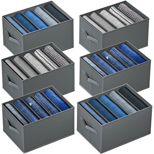 Kyaoayo-Lot De 6 Boite Rangement Vetement Dressing Organisateur Tiroir Pliable Panier Rangement Lavable Rangement Pantalon Compartiment Tiroir Pour Le Stockage De Vêtements