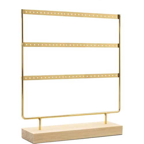 Kyaoayo-Organisateur De Bijoux, Présentoir De Boucle D'oreille En Bois Et Métal, Porte-Boîte À Bijoux Vintage, Organisateur De Bijoux, Boucles D'oreilles Boîtes À Bijoux (D¿Or, 3 Étages, L)