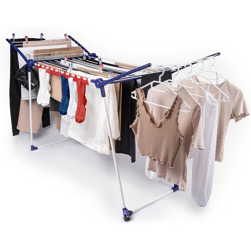 KYAOAYO-Séchoir À Linge Pegasus 200 Solid Deluxe Mobile, Étendoir À Linge Pliable Pour Extérieur Et Intérieur, Séchoir Sur Pied 20 M Avec Cintres