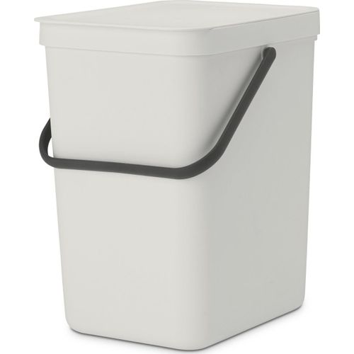 KYAOAYO-Poubelle Sort & Go 25L - Grande Poubelle Pour La Cuisine - Couvercle À Ouverture Permanente - Poignée De Transport - Facile À Nettoyer - S'Adapte Au Mur - Light Grey - 27 X 35 X 40 Cm