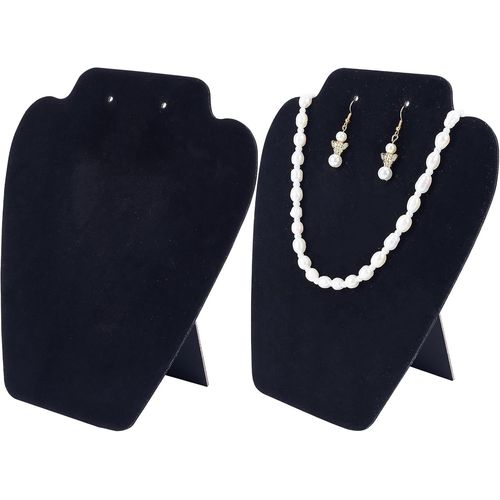 Kyaoayo-Lot De 2 Présentoirs En Velours Noir Pour Bijoux Colliers Boucles D'oreilles 21,1cm De Hauteur 3d Présentoir À Bijoux En Forme De Mannequin Petit Support De Collier
