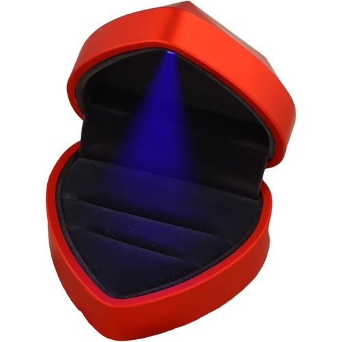 Kyaoayo-Boîte À Bague En Velours, Boîte De Bague Led Pour Contenir 2 Bagues, Ecrin Bague De Coeur, Boîte À Bijoux Rangement, Coffret Cadeau À Bague Pour Mariage Cérémonie, 70x65x45mm (Rouge 3)