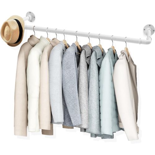 Kyaoayo-Tringle À Vêtement Industriel Pour Le Mur, 83 Cm, Portant À Vêtement Industriel, Porte-Vêtements, Montage Mural, Peu Encombrant, Étagère De Cuisine, Pour Magasin, Maison, Blanc