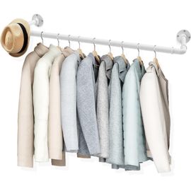 Kyaoayo-Tringle À Vêtement Industriel Pour Le Mur, 83 Cm, Portant À Vêtement Industriel, Porte-Vêtements, Montage Mural, Peu Encombrant, Étagère De Cuisine, Pour Magasin, Maison, Blanc